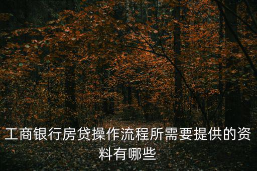 工商銀行房貸操作流程所需要提供的資料有哪些
