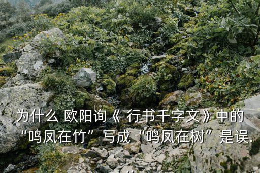 歐陽詢行書,趙孟頫楷書千字文被譽為樹上的馮明