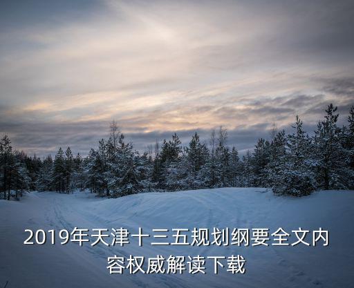 2019年天津十三五規劃綱要全文內容權威解讀下載