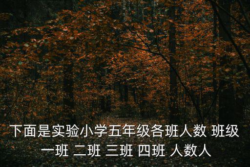 下面是實驗小學五年級各班人數 班級 一班 二班 三班 四班 人數人