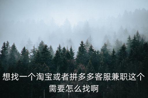 想找一個淘寶或者拼多多客服兼職這個需要怎么找啊