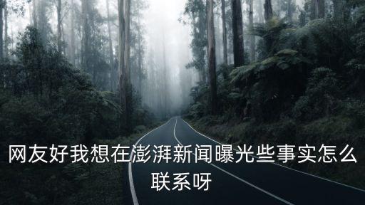 網友好我想在澎湃新聞曝光些事實怎么聯系呀