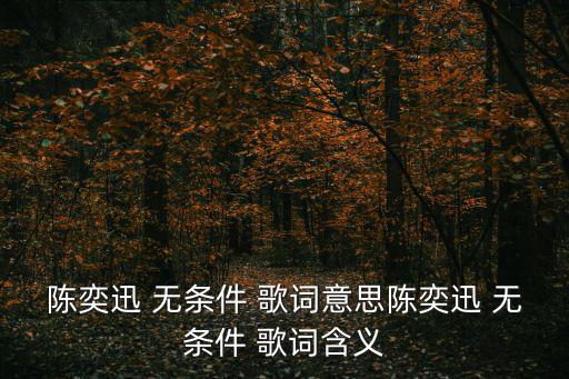 陳奕迅 無條件 歌詞意思陳奕迅 無條件 歌詞含義