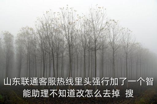 山東聯通客服熱線里頭強行加了一個智能助理不知道改怎么去掉  搜