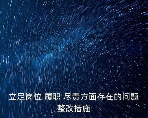 立足崗位 履職 盡責方面存在的問題整改措施