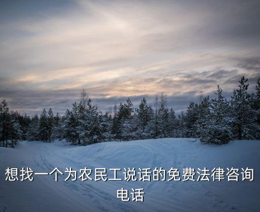 想找一個為農民工說話的免費法律咨詢電話