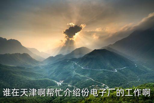 誰在天津啊幫忙介紹份電子廠的工作啊