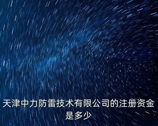 天津中力防雷技術有限公司的注冊資金是多少