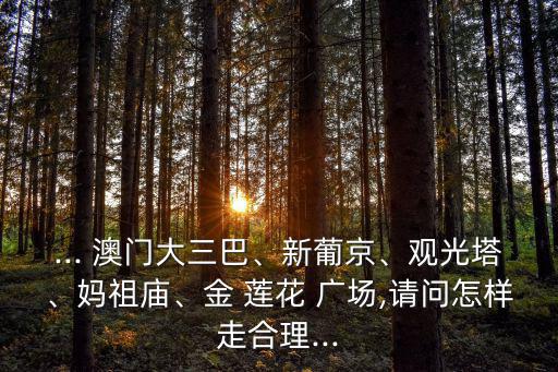 ... 澳門大三巴、新葡京、觀光塔、媽祖廟、金 蓮花 廣場,請問怎樣走合理...