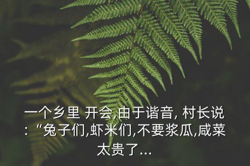村長開會,兔子小蝦村委會主任助居民致富