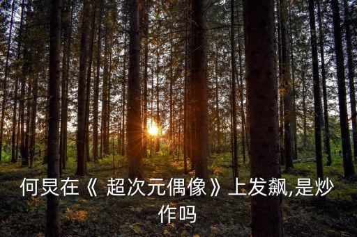 何炅在《 超次元偶像》上發飆,是炒作嗎