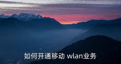 如何開通移動 wlan業務