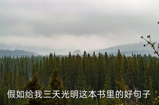 假如給我三天光明這本書里的好句子