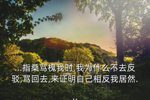 ...指桑罵槐我時,我為什么不去反駁,罵回去,來證明自己相反我居然...