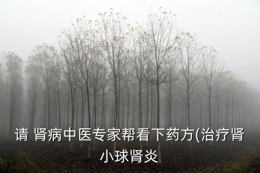 請 腎病中醫專家幫看下藥方(治療腎小球腎炎