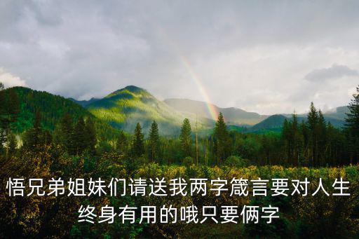 悟兄弟姐妹們請送我兩字箴言要對人生終身有用的哦只要倆字