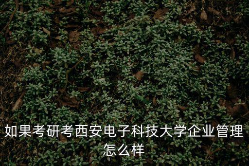 如果考研考西安電子科技大學企業管理怎么樣