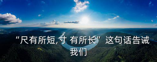 寸有所長的上一句,第二集:尺有所短也可縮寫為大小