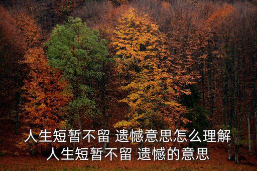  人生短暫不留 遺憾意思怎么理解 人生短暫不留 遺憾的意思
