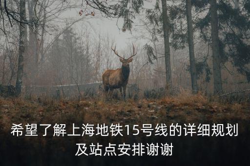 希望了解上海地鐵15號線的詳細規劃及站點安排謝謝
