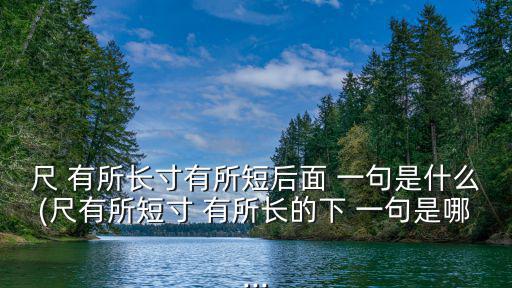 尺 有所長寸有所短后面 一句是什么(尺有所短寸 有所長的下 一句是哪...