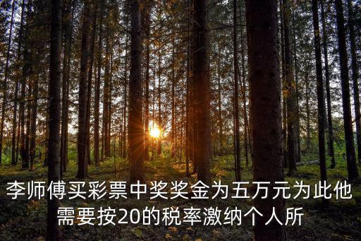 李師傅買彩票中獎獎金為五萬元為此他需要按20的稅率激納個人所