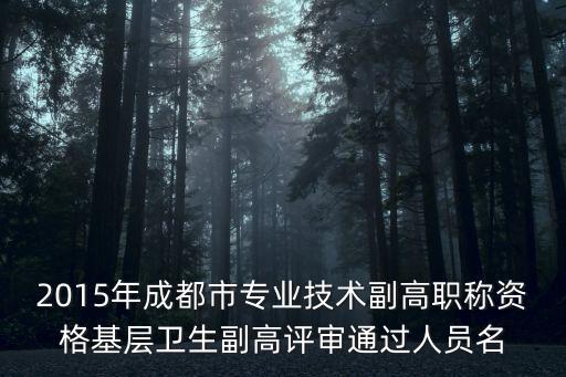 2015年成都市專業(yè)技術(shù)副高職稱資格基層衛(wèi)生副高評(píng)審?fù)ㄟ^人員名