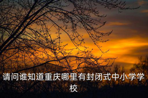請問誰知道重慶哪里有封閉式中小學學校