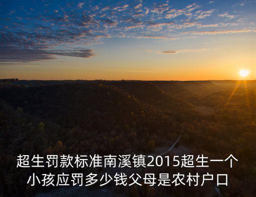 超生罰款標準南溪鎮(zhèn)2015超生一個小孩應罰多少錢父母是農村戶口