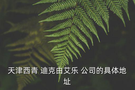 天津西青 迪克由艾樂 公司的具體地址