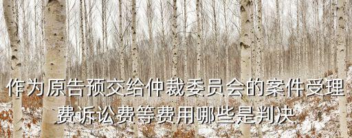 作為原告預交給仲裁委員會的案件受理費訴訟費等費用哪些是判決