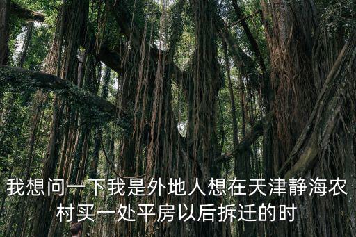 我想問一下我是外地人想在天津靜海農村買一處平房以后拆遷的時