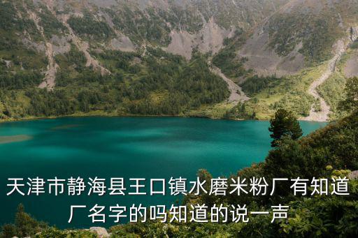 天津市靜海縣王口鎮水磨米粉廠有知道廠名字的嗎知道的說一聲
