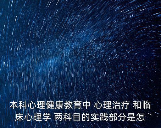 本科心理健康教育中 心理治療 和臨床心理學 兩科目的實踐部分是怎