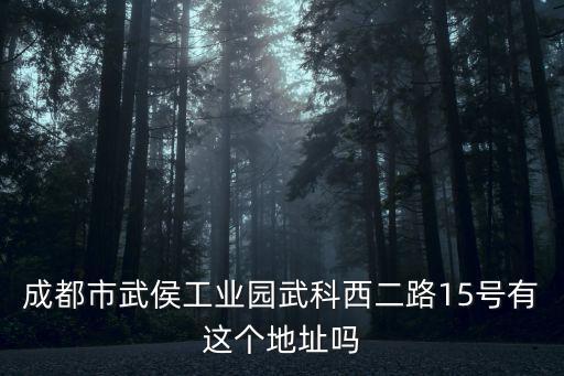 成都市武侯工業園武科西二路15號有這個地址嗎