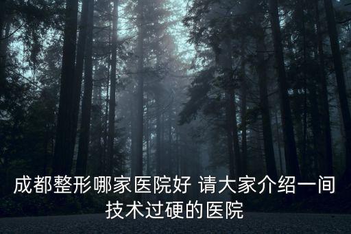 成都整形哪家醫院好 請大家介紹一間技術過硬的醫院