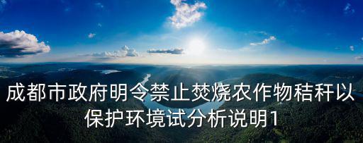 成都市政府明令禁止焚燒農作物秸稈以保護環境試分析說明1
