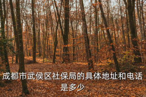成都市武侯區社保局的具體地址和電話是多少