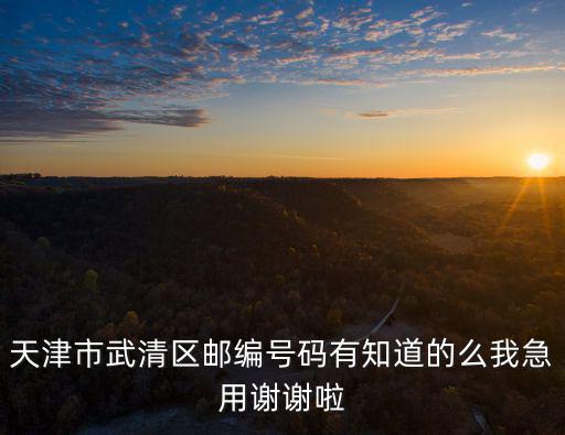 天津市武清區郵編號碼有知道的么我急用謝謝啦