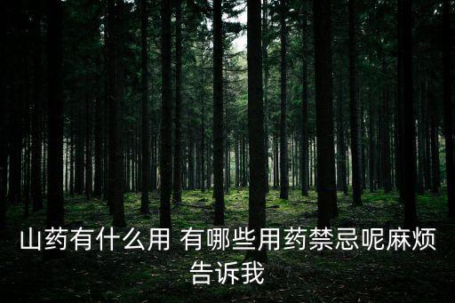 山藥有什么用 有哪些用藥禁忌呢麻煩告訴我