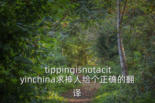  tippingisnotacityinchina求神人給個正確的翻譯