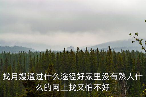 找月嫂通過什么途徑好家里沒有熟人什么的網上找又怕不好
