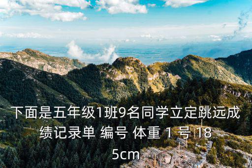 下面是五年級1班9名同學立定跳遠成績記錄單 編號 體重 1 號 185cm