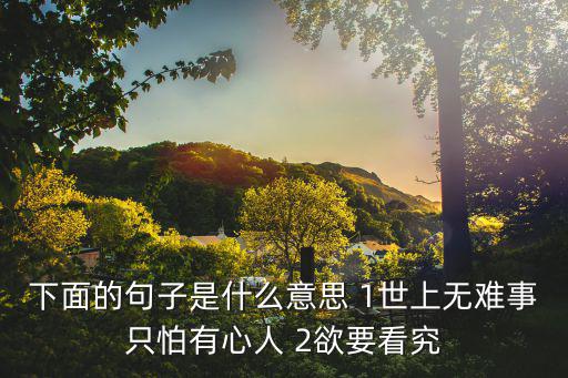 下面的句子是什么意思 1世上無難事只怕有心人 2欲要看究