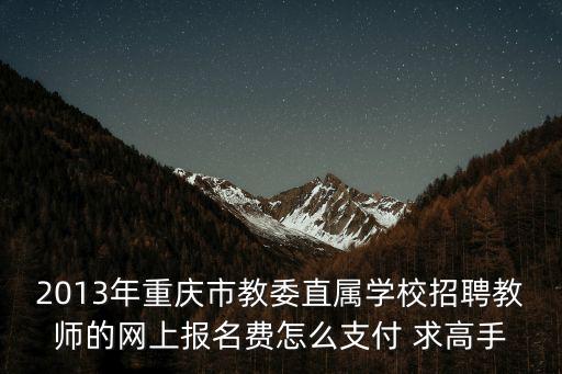 2013年重慶市教委直屬學校招聘教師的網上報名費怎么支付 求高手