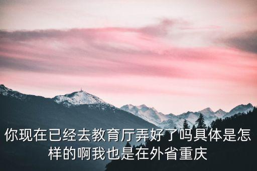 你現在已經去教育廳弄好了嗎具體是怎樣的啊我也是在外省重慶