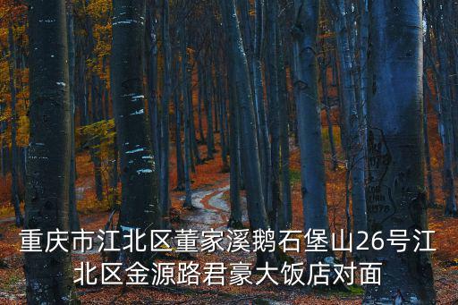重慶市江北區董家溪鵝石堡山26號江北區金源路君豪大飯店對面