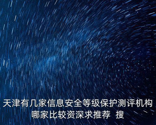 天津有幾家信息安全等級保護測評機構哪家比較資深求推薦  搜