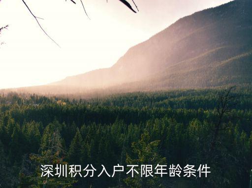 深圳積分入戶不限年齡條件