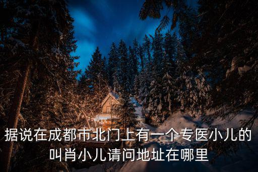 據(jù)說在成都市北門上有一個(gè)專醫(yī)小兒的叫肖小兒請(qǐng)問地址在哪里